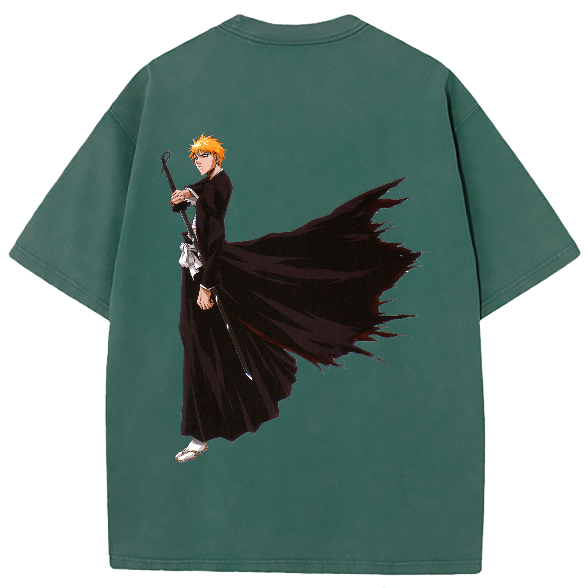 （画像用） ブリーチ 黒崎一護（くろさき いちご）BLEACH Kurosaki Ichigo 綿100% ヴィンテージ風 半袖Tシャツ（背面プリント）